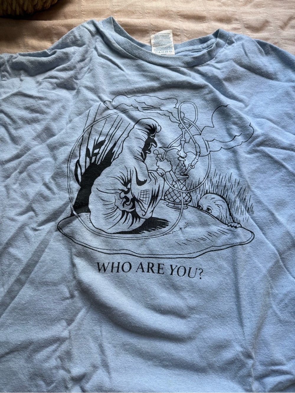 Delta Light Blue Short Sleeve Tee with Black Graphic Trippycore Hippie - Picture 2 of 3